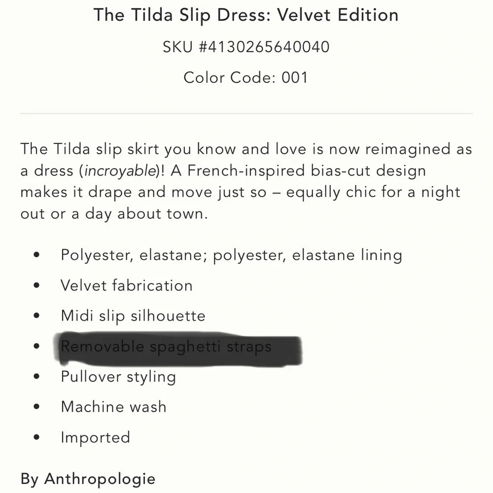 NWT new medium Anthropologie tilda strapless velvet slip dress black long